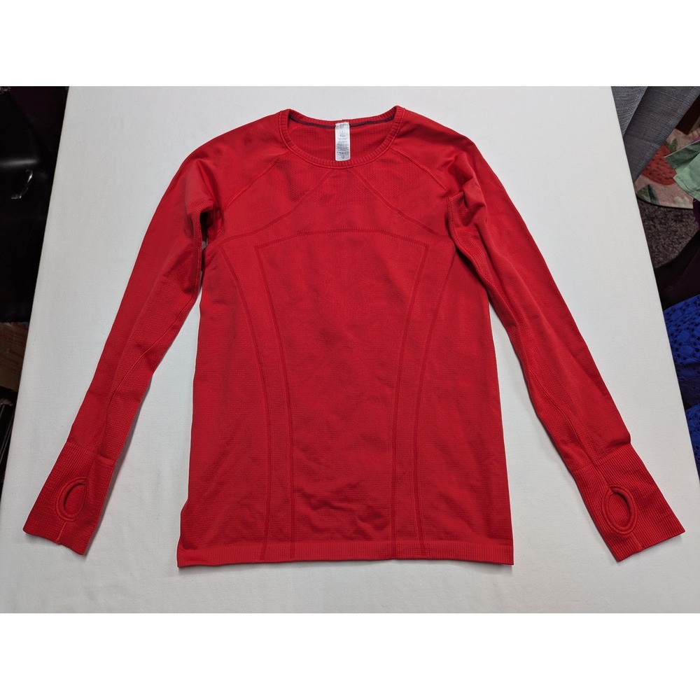 Ivivva Lululemon Swiftly Tech Long Sleeve Red Thumbhole Athletic Top Girls 12